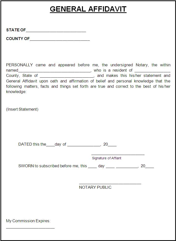 Affidavit Form Template Free Printable Word Templates 