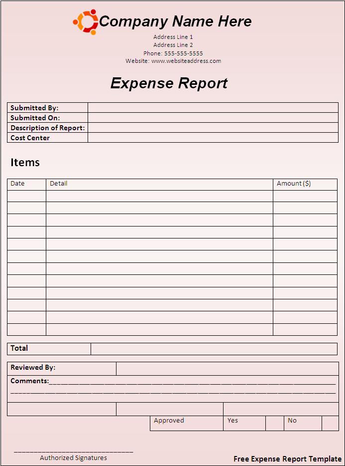 Excel Expense Report Template Free from www.aztemplates.org