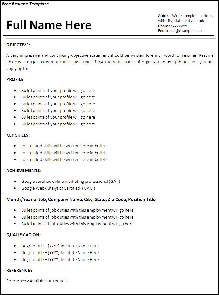 Resume Format For A Job Sample Job Resume Template - resume format for job