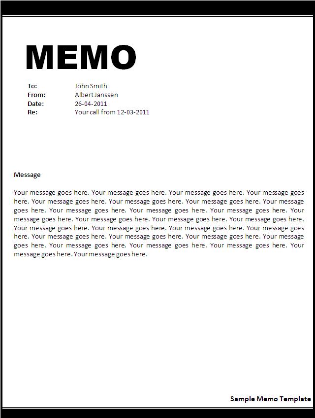 Sample Of A Business Memo Template | Sample Business Letter