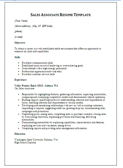 Functional sales resume templates