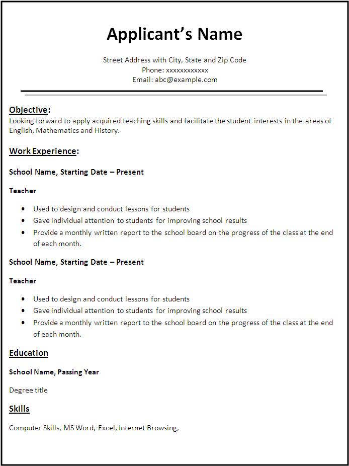 Resume For Teachers Word Teacher Resume Template Word ...