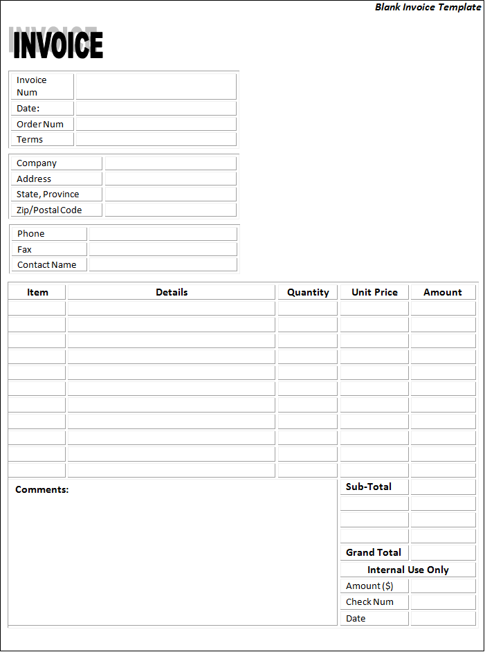 Invoice Templates Free Printable Sample MS Word Templates, Resume