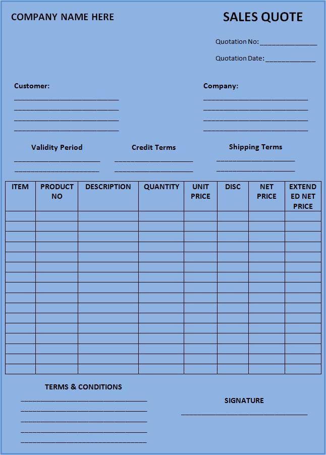 Sales Quotation Template | Free Printable Word Templates,