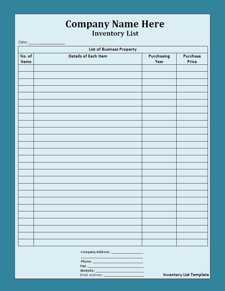10+ Inventory List Templates Free Printable Word, Excel & PDF Formats