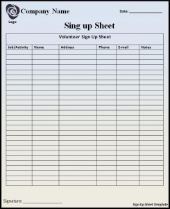 Signup Sheet Template