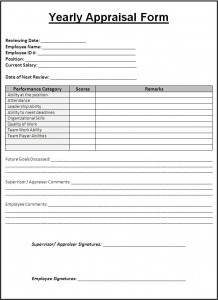 Yearly Appraisal Form