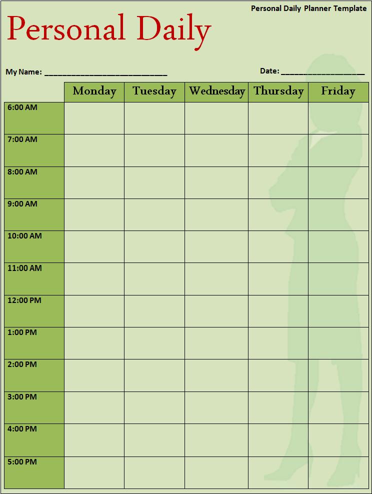 Daily Planner Template Free Printable Word Templates