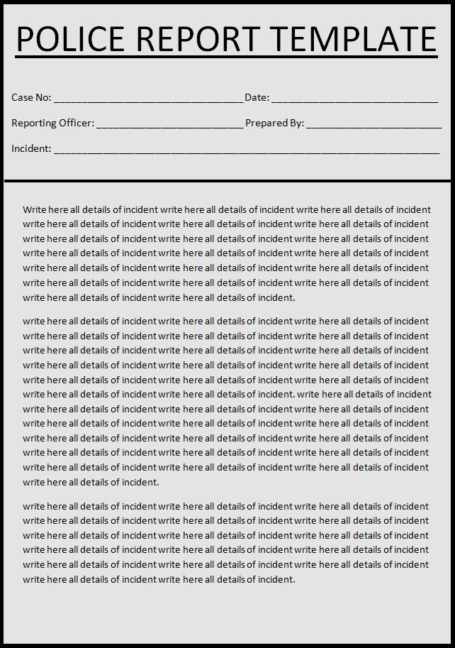 Sample Police Report Template