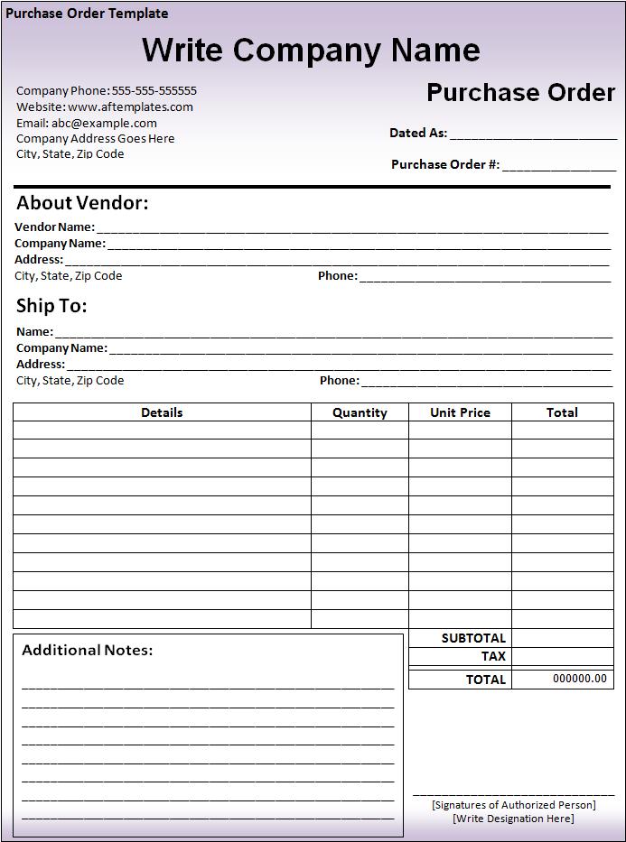 Purchase Order Templates | 10+ Free Printable Word, Excel & PDF