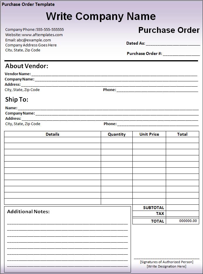 Free Purchase Order Template Google Docs