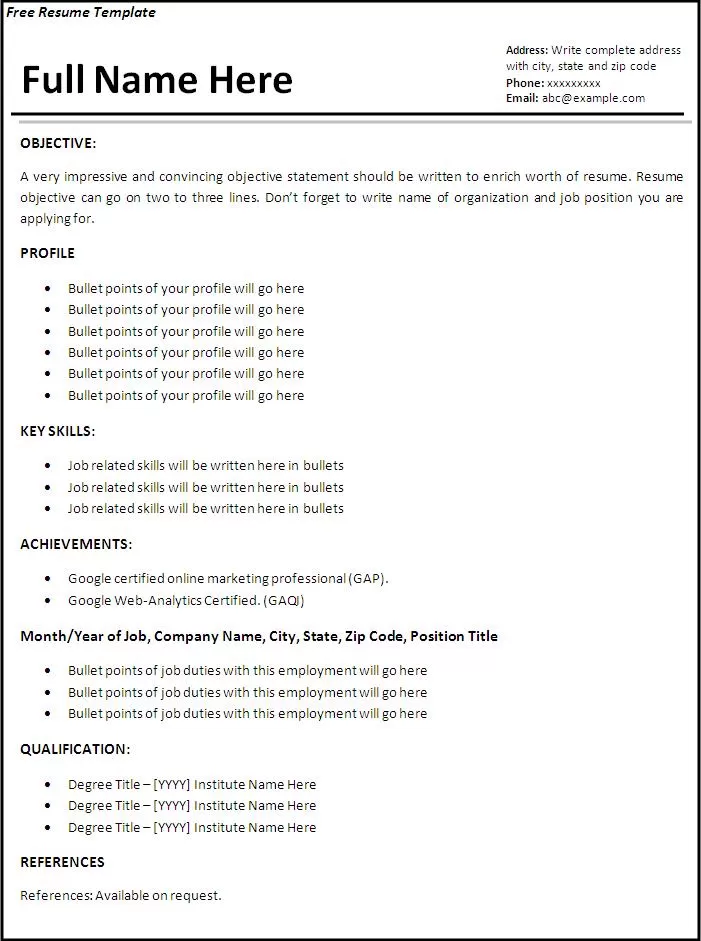 Job-Resume-Template Job Resume Template