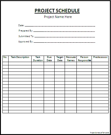 Project-Schedule-Template Project Schedule Template