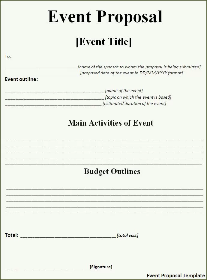 Event Proposal Template Event Proposal Template