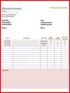 Packing Slip Template Packing Slip Template