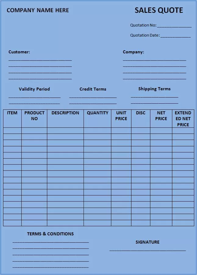 Sales Quotation Template Sales Quotation Template