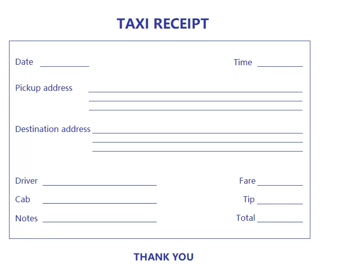 Taxi Receipt Template