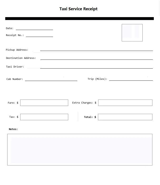 Taxi Service Receipt Template