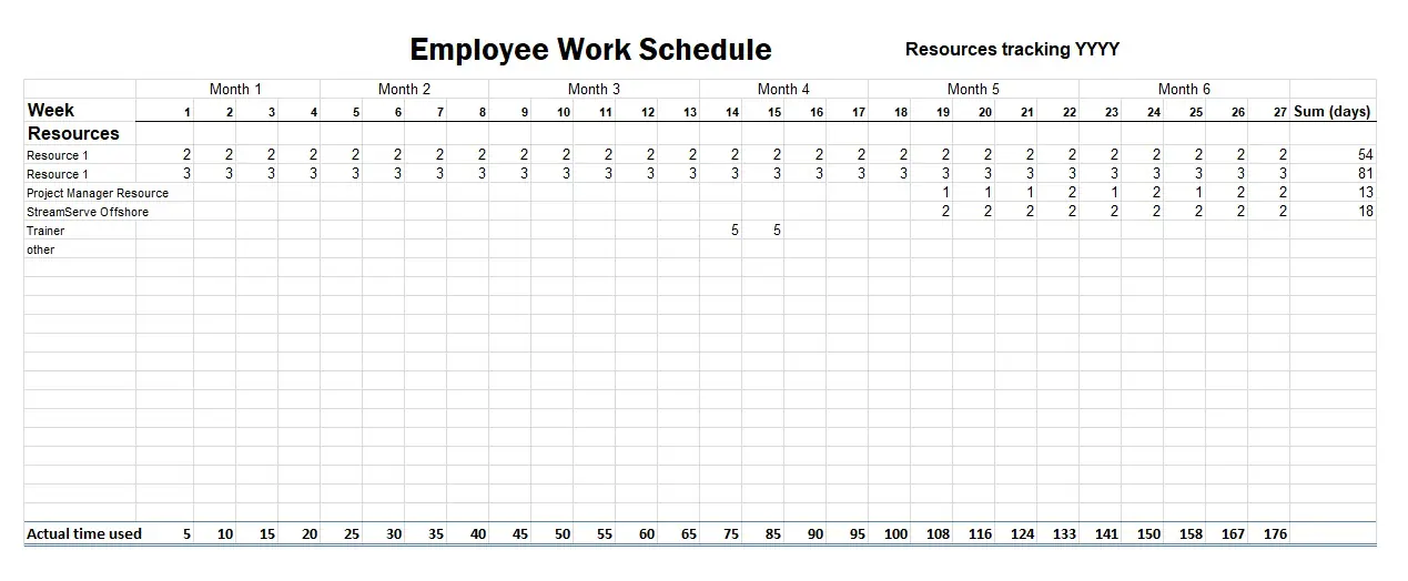 Employee Work Schedule Template